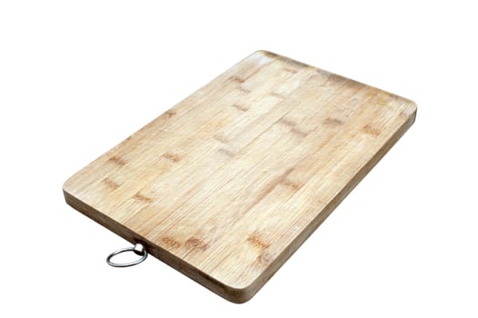 old used bamboo cutting board isolated over white background