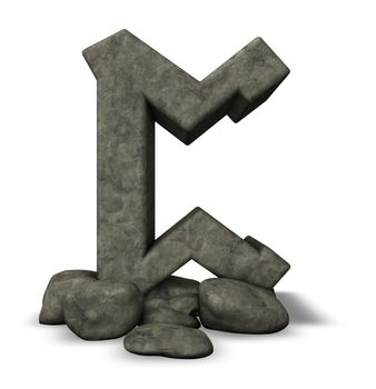 stone rune on white background - 3d illustration