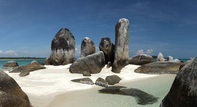 Batu Berlayar Island with natural rock formation, tourist destination, Belitung Island, Indonesia