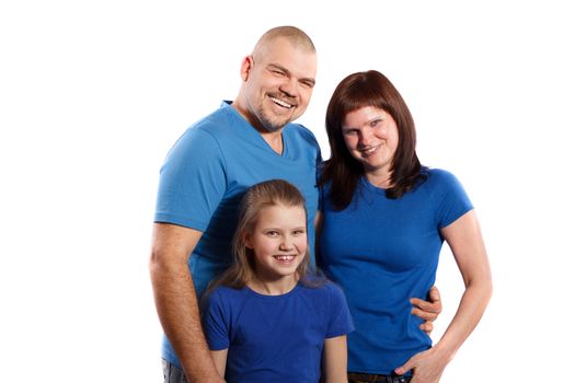 Happy family smiling - isolated over a white background