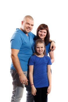 Happy family smiling - isolated over a white background