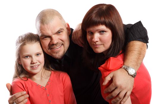 Happy family smiling - isolated over a white background