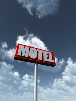 motel sign under cloudy blue sky - 3d illustration