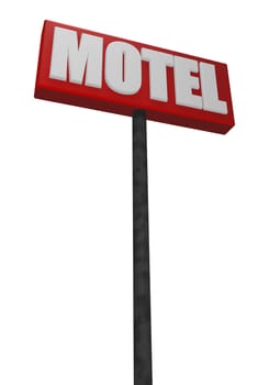 motel sign on white background - 3d illustration