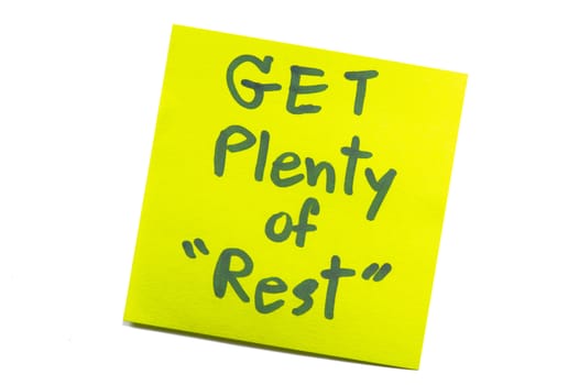 Sticky note with text "Get Plenty of Rest"