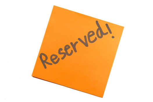 Sticky note with text "Reserved"