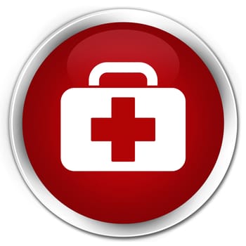 First aid kit icon glossy red round button