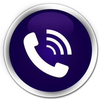 Phone ringing icon glossy purple round button