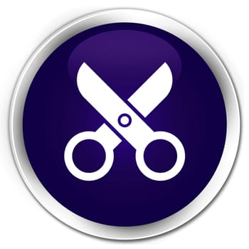 Scissors icon glossy purple round button