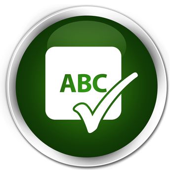 Spell check icon glossy green round button