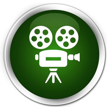 Video camera icon glossy green round button