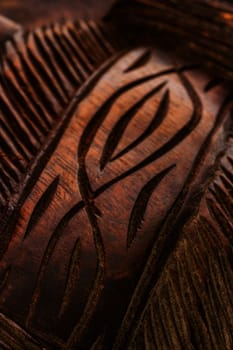 Ornament carved in wood in high definition