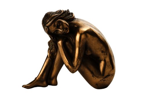 Bronze girl with on a white background