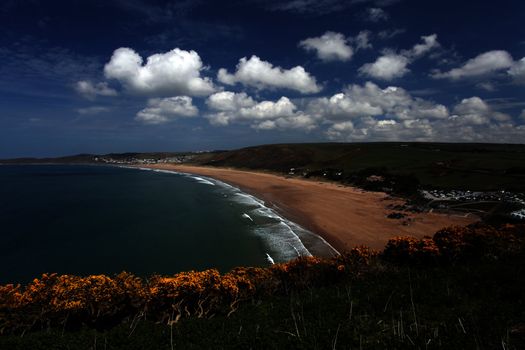 Sunset Woolacombe Beach in North Devon South West England United kingdom