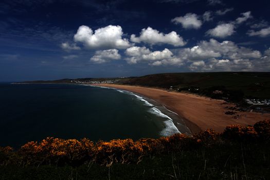 Sunset Woolacombe Beach in North Devon South West England United kingdom