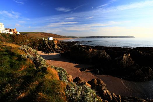 Sunset Woolacombe Beach in North Devon South West England United kingdom