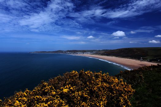 Sunset Woolacombe Beach in North Devon South West England United kingdom