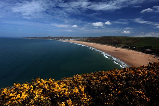 Sunset Woolacombe Beach in North Devon South West England United kingdom