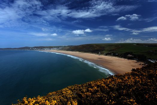 Sunset Woolacombe Beach in North Devon South West England United kingdom