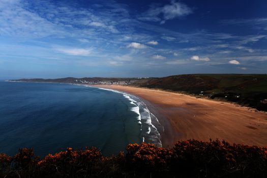 Sunset Woolacombe Beach in North Devon South West England United kingdom