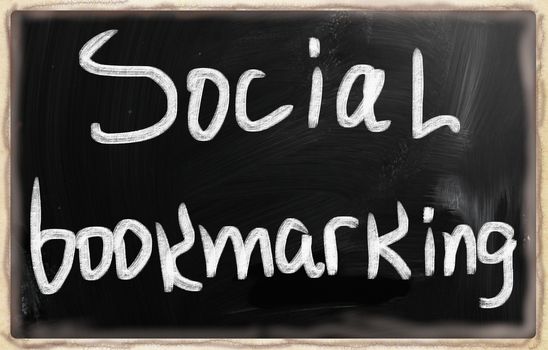 social media concept - text on a blackboard.