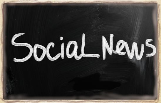 social media concept - text on a blackboard.