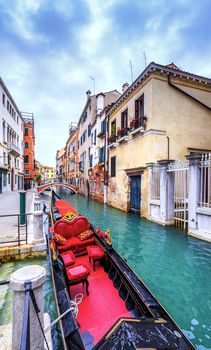 romantic Venetian scenery with gondola