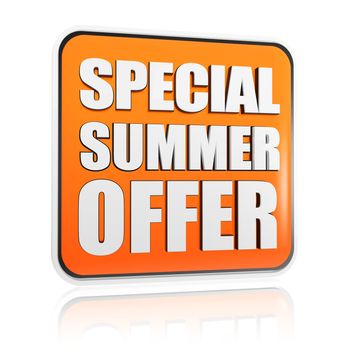special summer offer button - 3d orange banner with white text, business concept