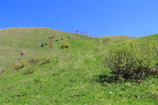 Image of funicular in Caucasus mountains