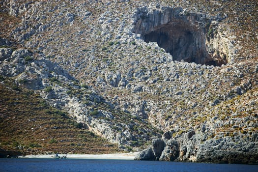 View of Sikati cave, Kalymnos island, Greece