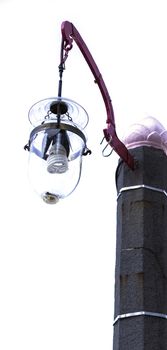 Traditional Glass Lantern with Energy Saving Bulb in White Background