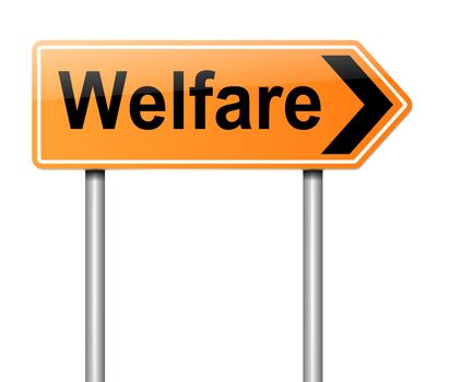 Illustration depicting a sign with a welfare concept.