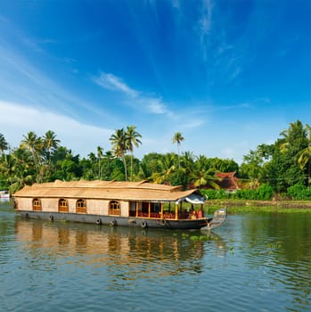 Houseboat on Kerala backwaters. Kerala, India