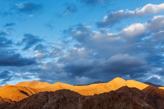 Himalayas mountains on sunset. Ladakh, Jammu and Kashmir, India