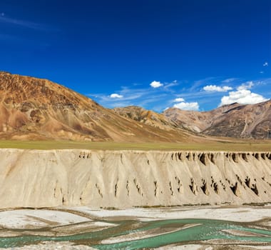 Himalayan landscape in Hiamalayas near Baralacha La pass. Himachal Pradesh, India