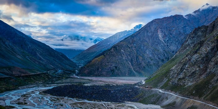 Manali-Leh road in Lahaul valley. Himachal Pradesh, India