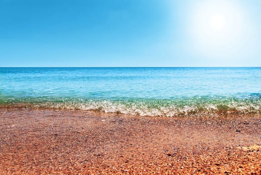 beautiful blue Caribbean Sea sky and sun