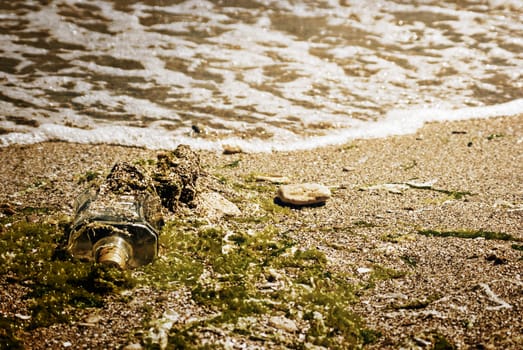 pollution on the beach, Grunge paper texture