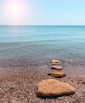 Quiet time. Sandy beach seashore in the morning