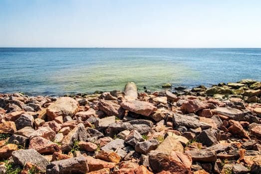 overflow pipe coming from the land to the sea