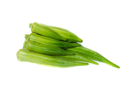 pile of okra with white background