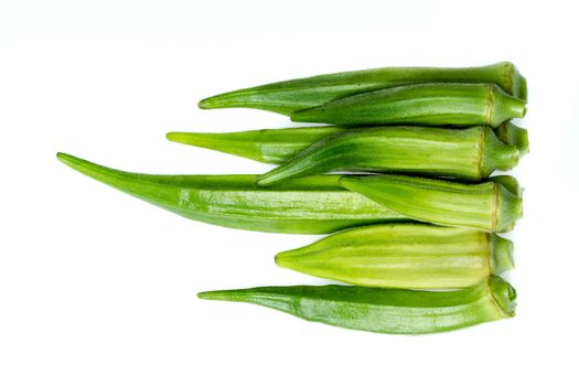 pile of okra with white background