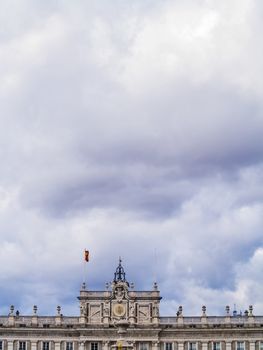 Madrid, May 2012. Cloudscape with a section of Royal Palace.