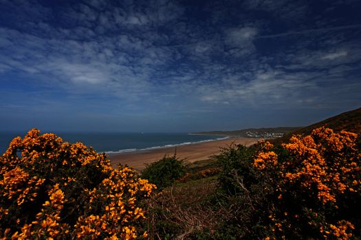 Sunset Woolacombe Beach in North Devon South West England United kingdom