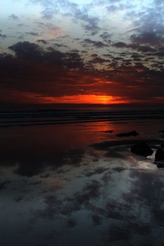Sunset Woolacombe Beach in North Devon South West England United kingdom
