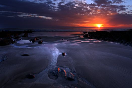 Sunset Woolacombe Beach in North Devon South West England United kingdom