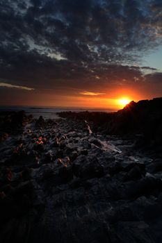 Sunset Woolacombe Beach in North Devon South West England United kingdom