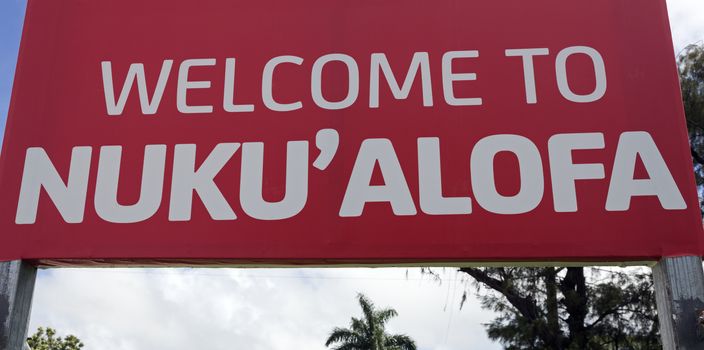 Sign Welcome to Nuku'alofa - the capitol of Tonga