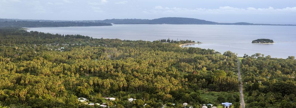 Efate, Vanuatu - afternoon panorama with Hideway Island and Port Vila in the background.
