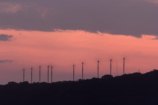 Windmills working at sunset - Efate, Vanuatu.